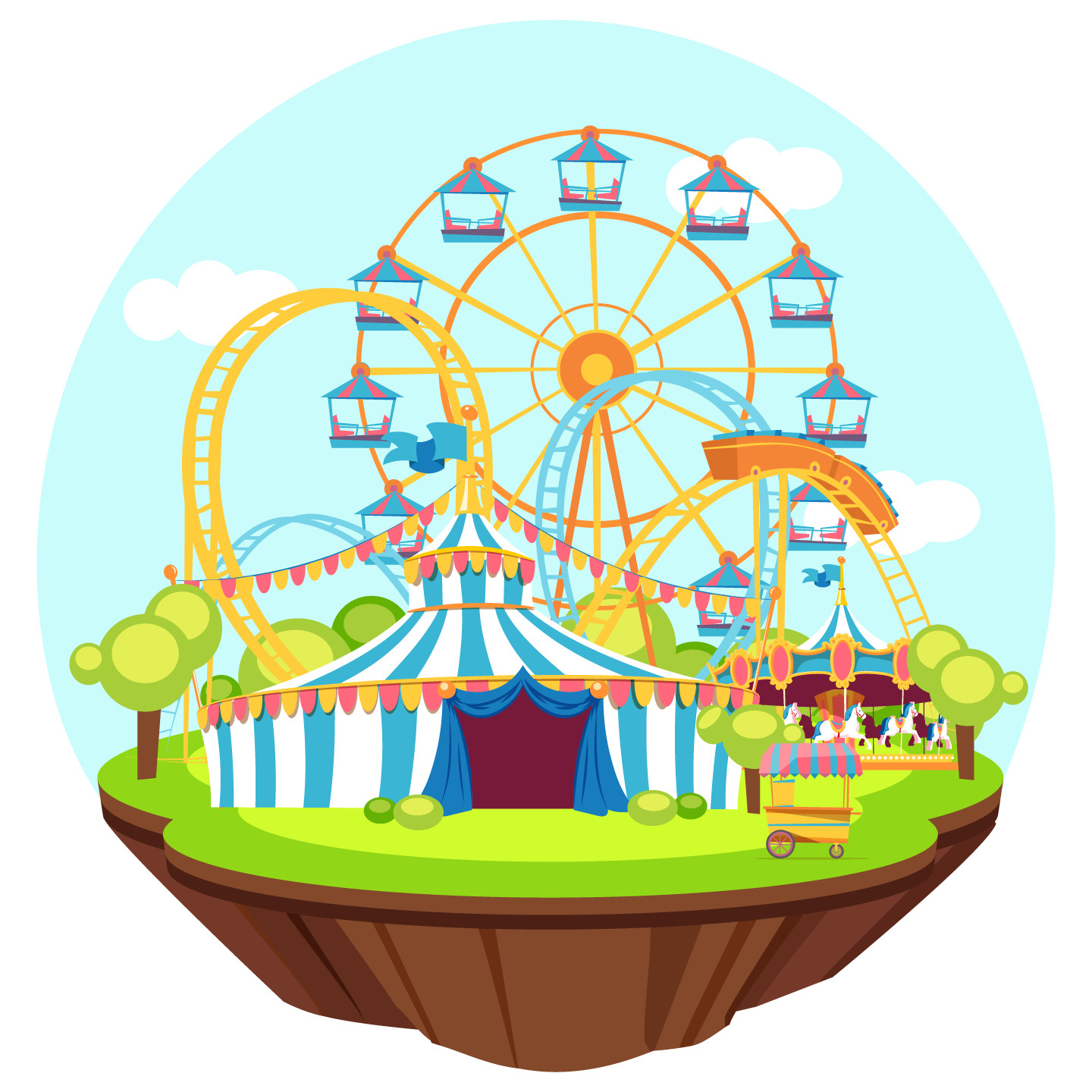 Removable Children's Bedroom Living Room Festival Carnival Rides Vinyl Decor Art