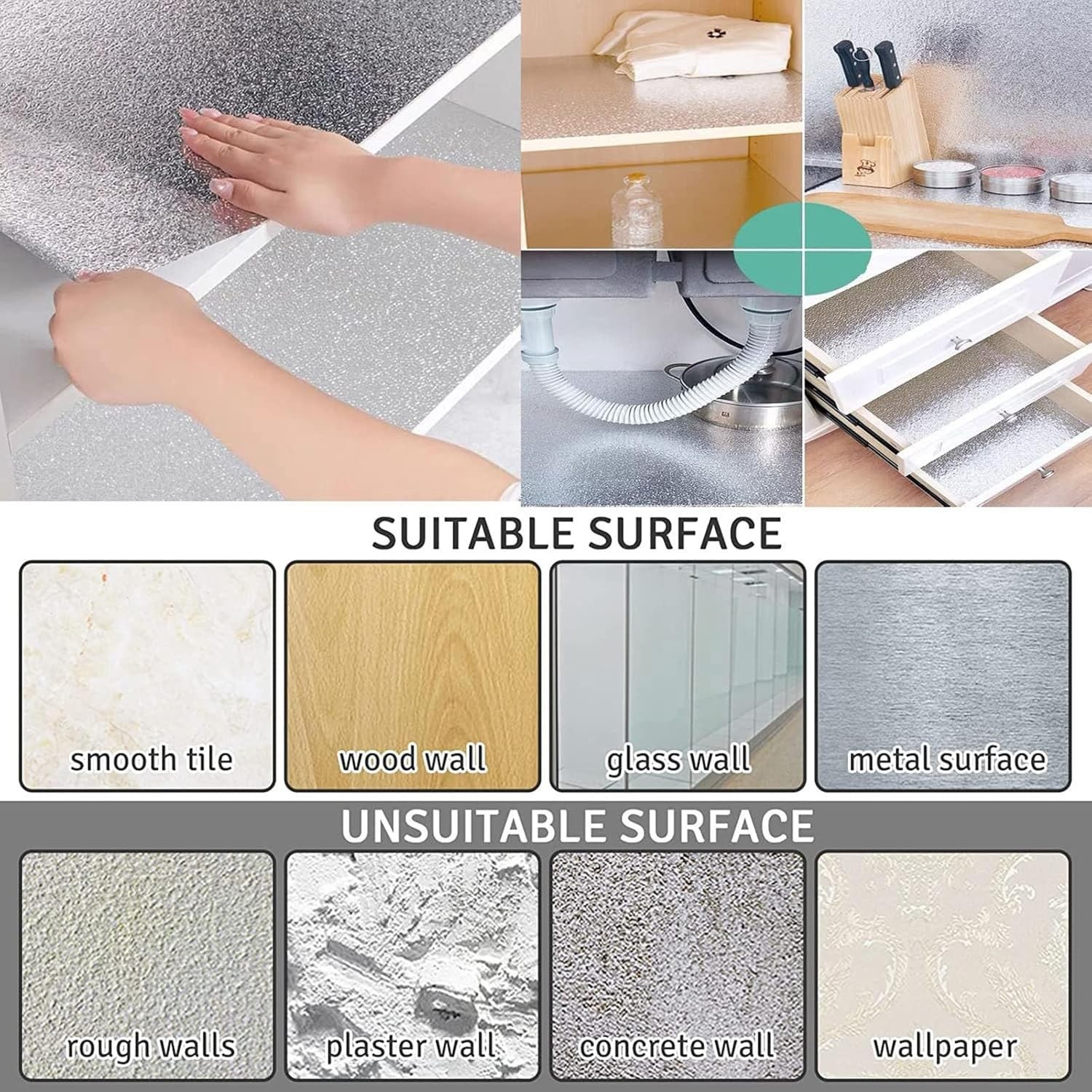 Kitchen Wallpaper Oil Proof Sticker Backsplash Aluminum Foil 15.7X118 In Items 1