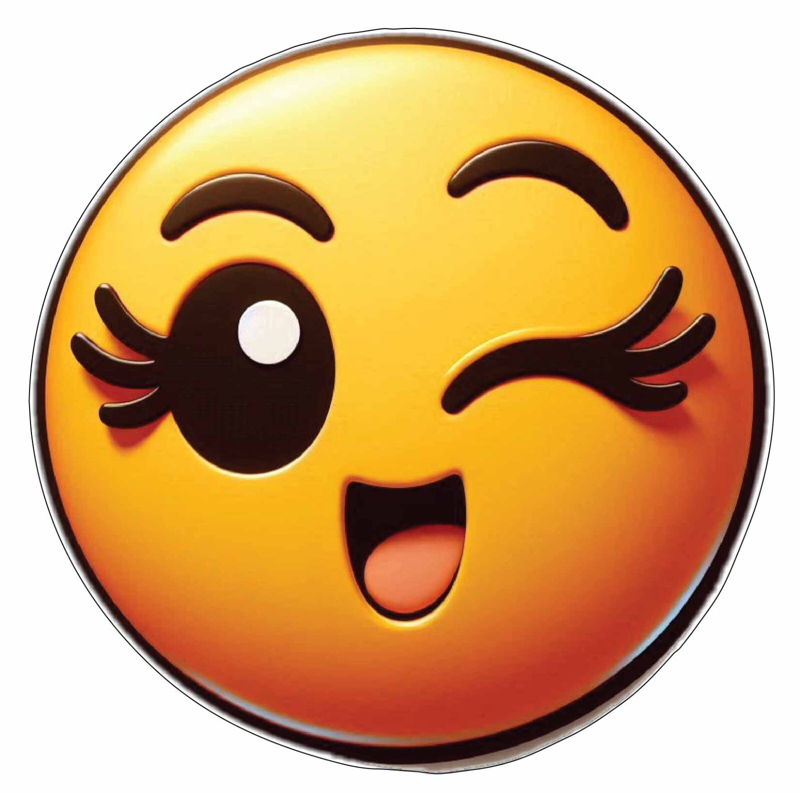 Naughty Cute Smiley Face Adorable 3D Emoji With Big Flirty Eyelash vinyl sticker