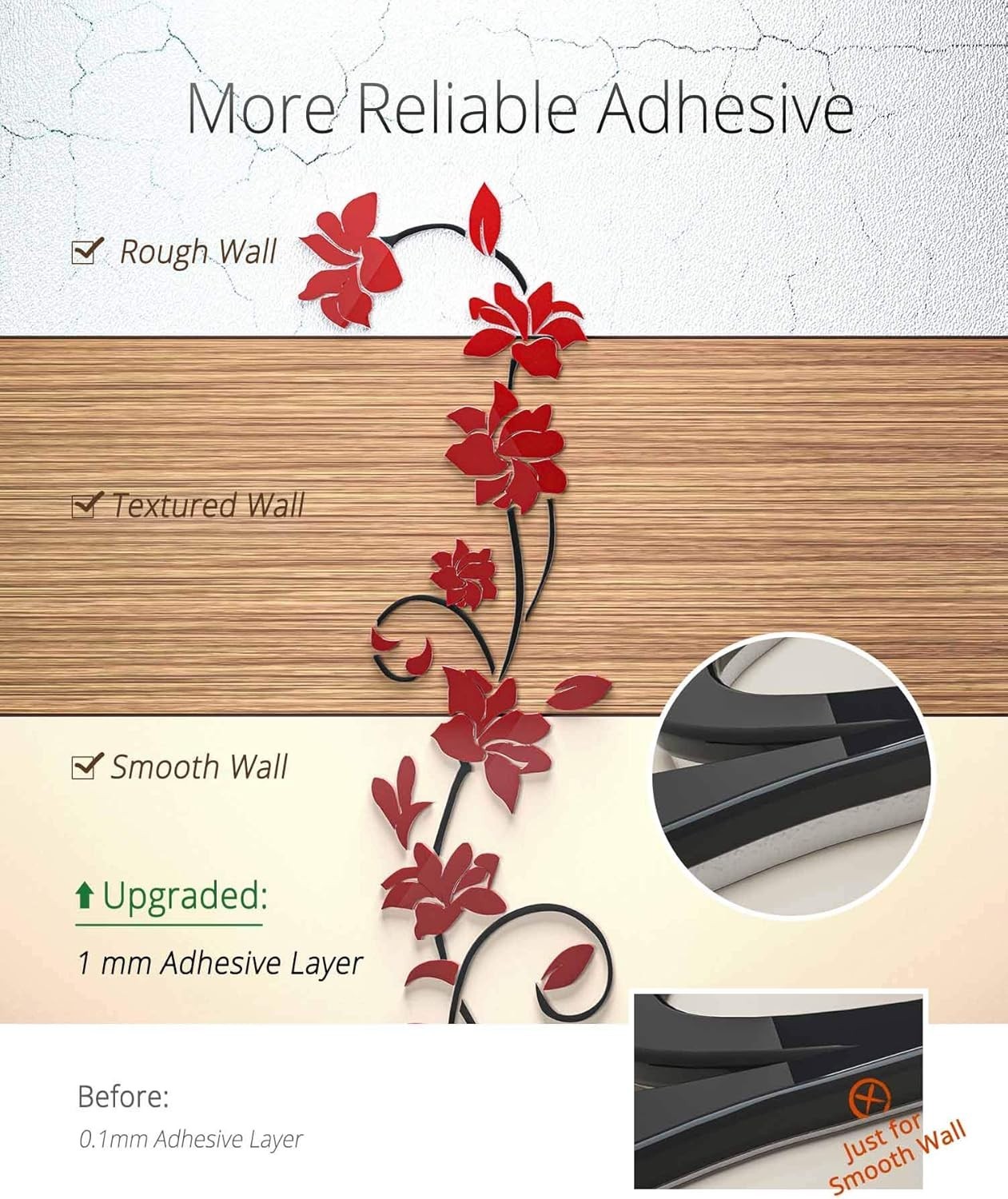 Stylish 3D Acrylic Rattan Flower Wall Art – 70H x 22W Decal for Kids and Adults