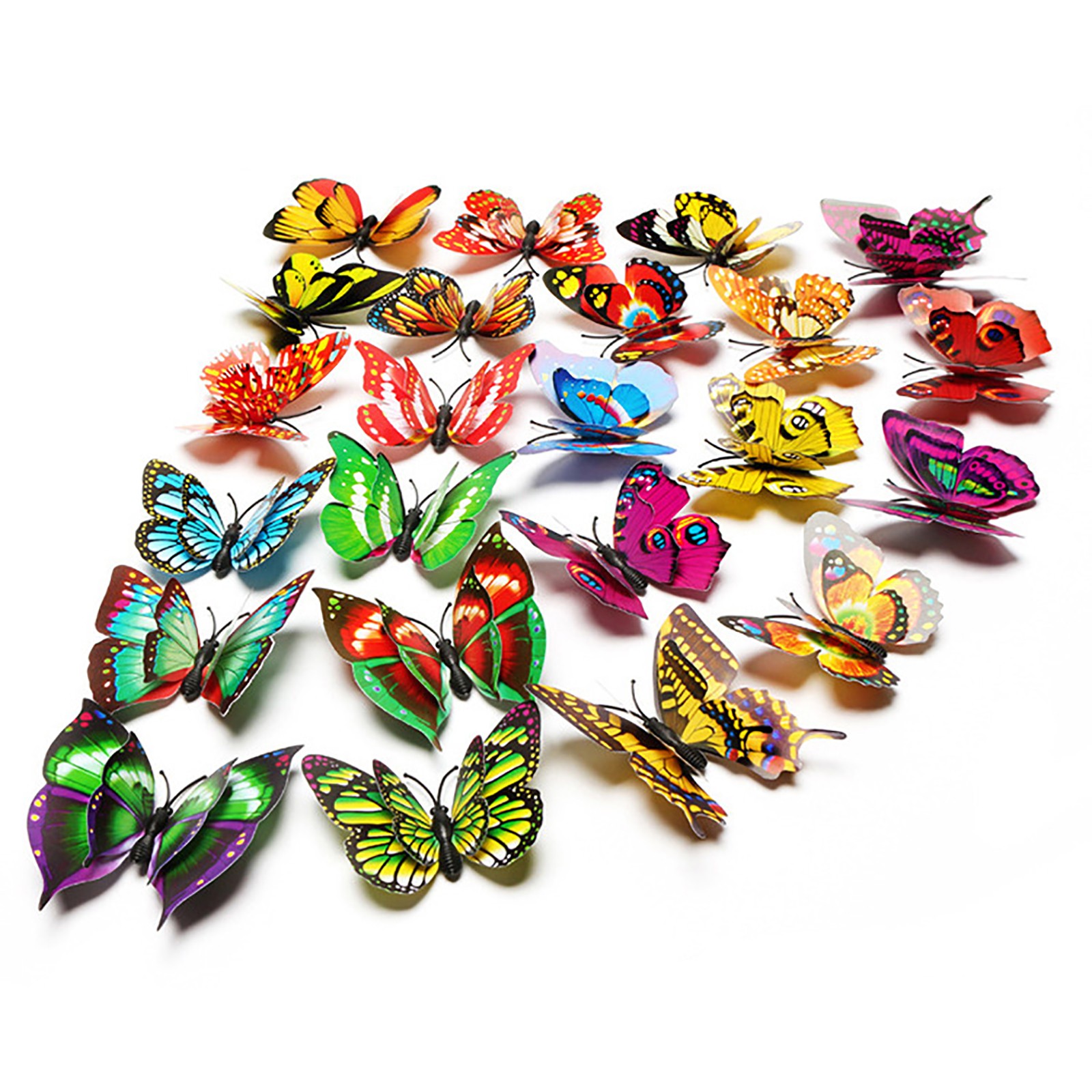 7cm 3D Mixed Color Double Layer Butterflies With Magnet Home Decoration Stickers