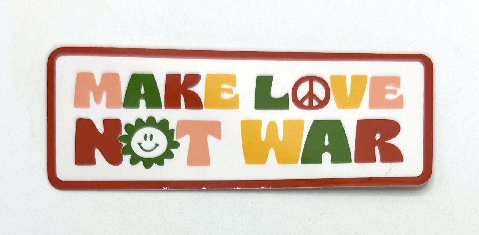 NEW Make Love Not War Multicolor Rectangular 1” x 3” Sticker