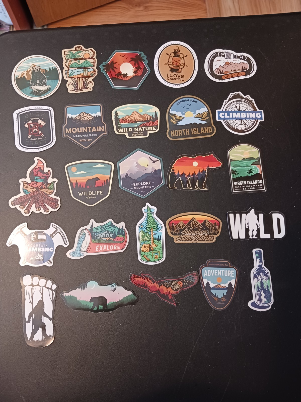25 New Outdoors-Themed Vinyl Stickers Hiking, Camping, Bigfoot…Lot 1 of 2