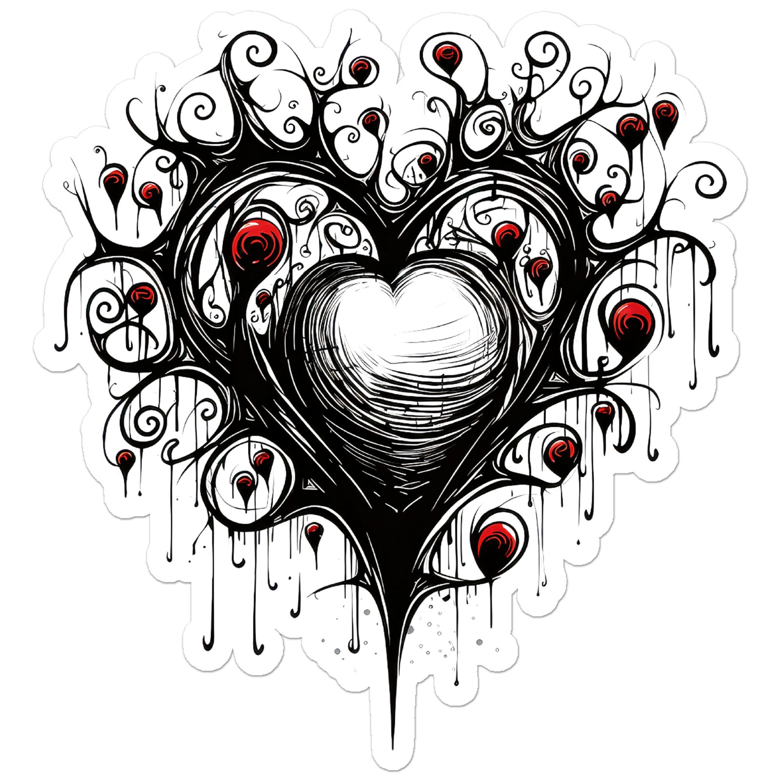Gothic Red Black Heart – Vinyl Decal Sticker – Car Window Laptop – ebn11685