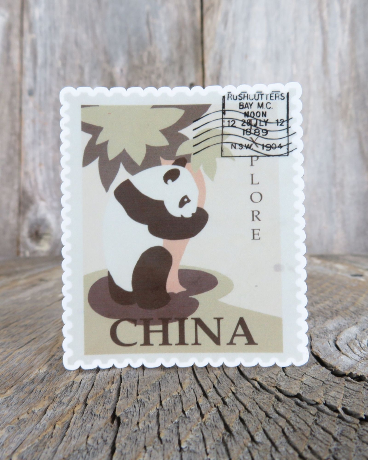 China Panda Bear Postage Stamp Sticker Waterproof Travel Souvenir Water Bottle
