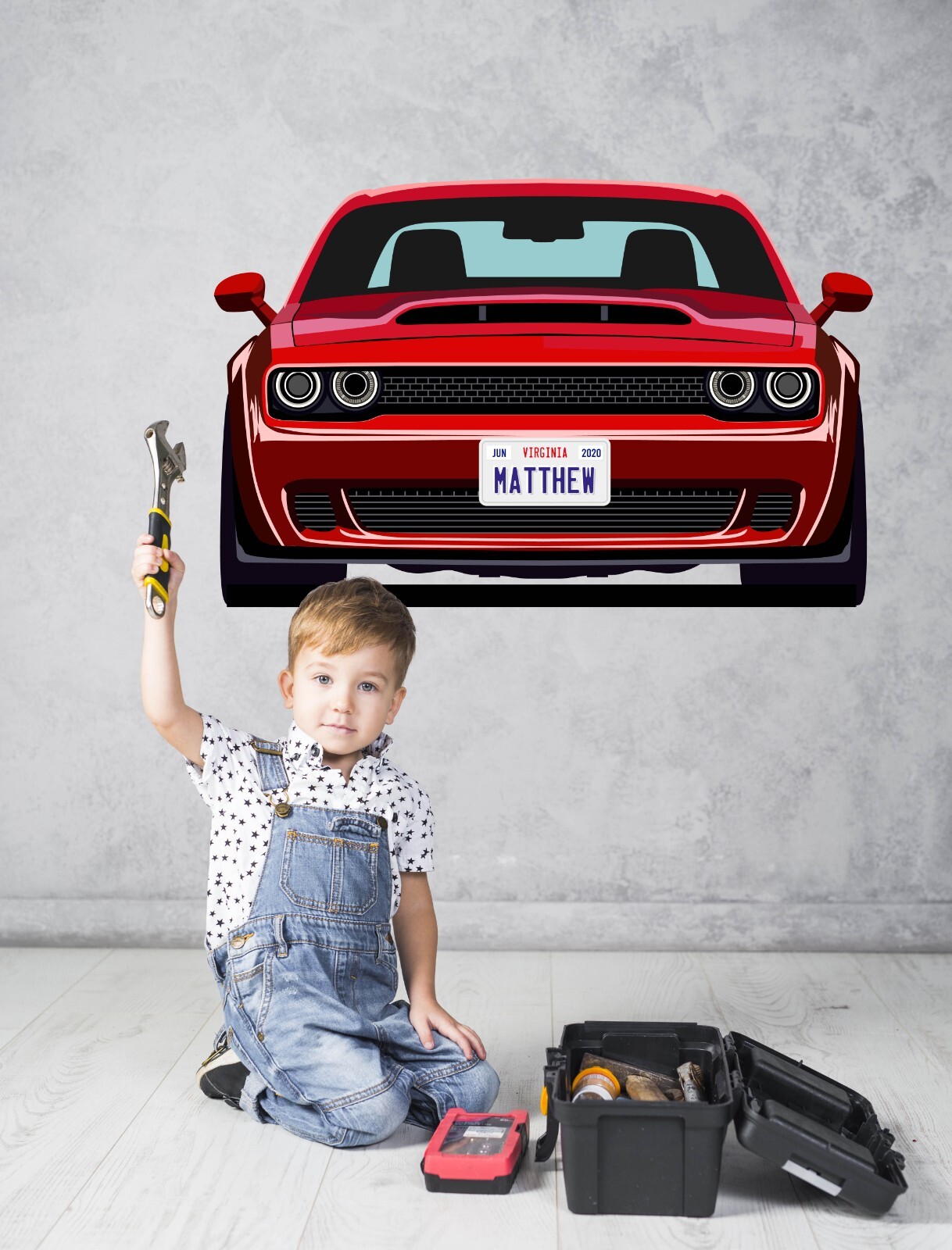 Personalized Car Wall Decal – Custom Name Car Wall Sticker, Kid Room Decor se206