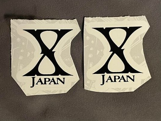 Lot (2) X JAPAN 1 1/2" x 1 3/4" Band STICKERS White Black FAST! FREE SHIP!