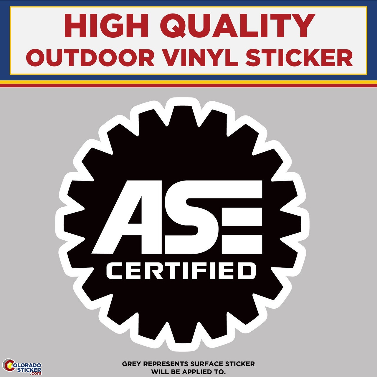 ASE Certified Mechanic Logo, High Quality Vinyl Stickers
