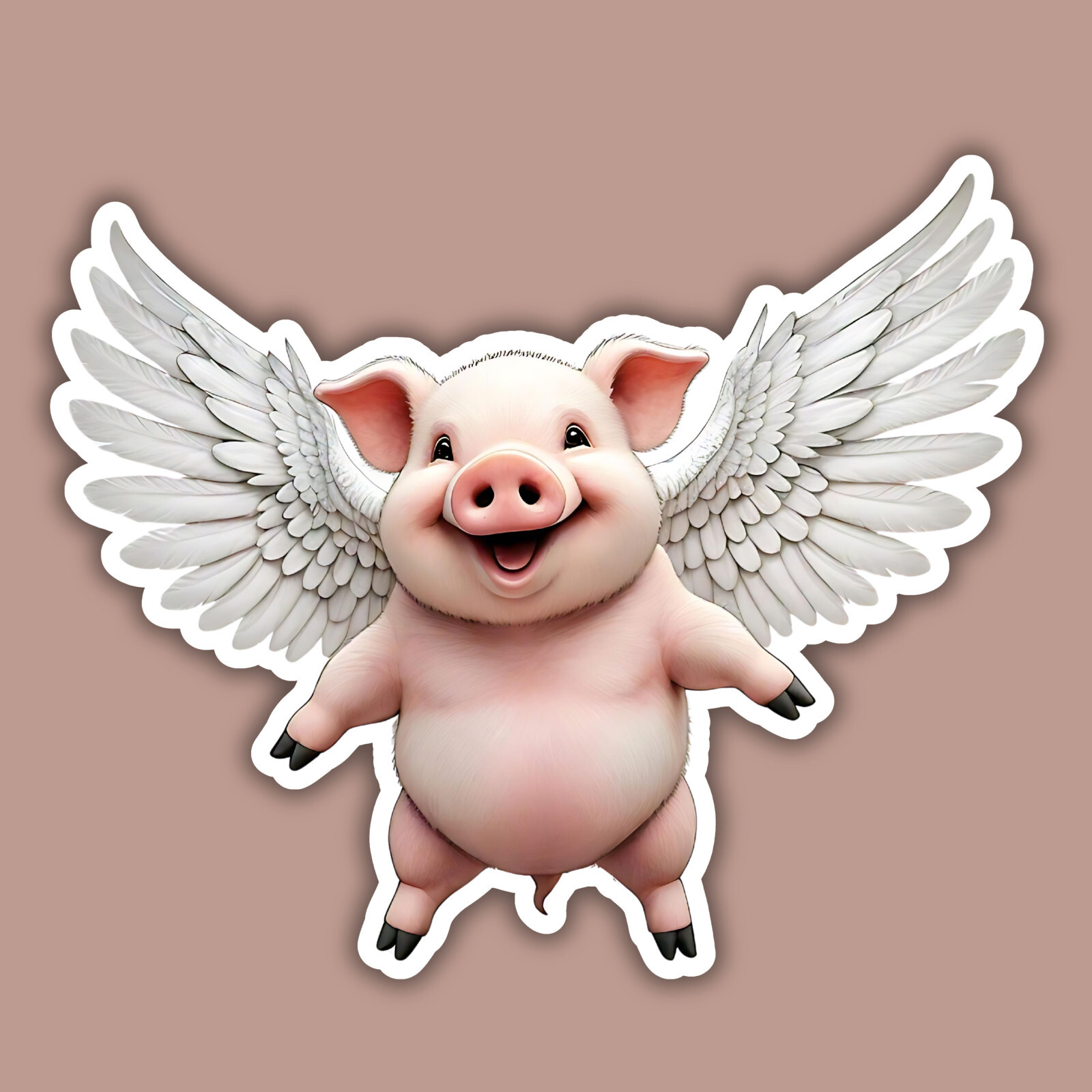 Flying Pig Funny Wings Fantasy Whimsical Surreal Humor 3" Vinyl Sticker