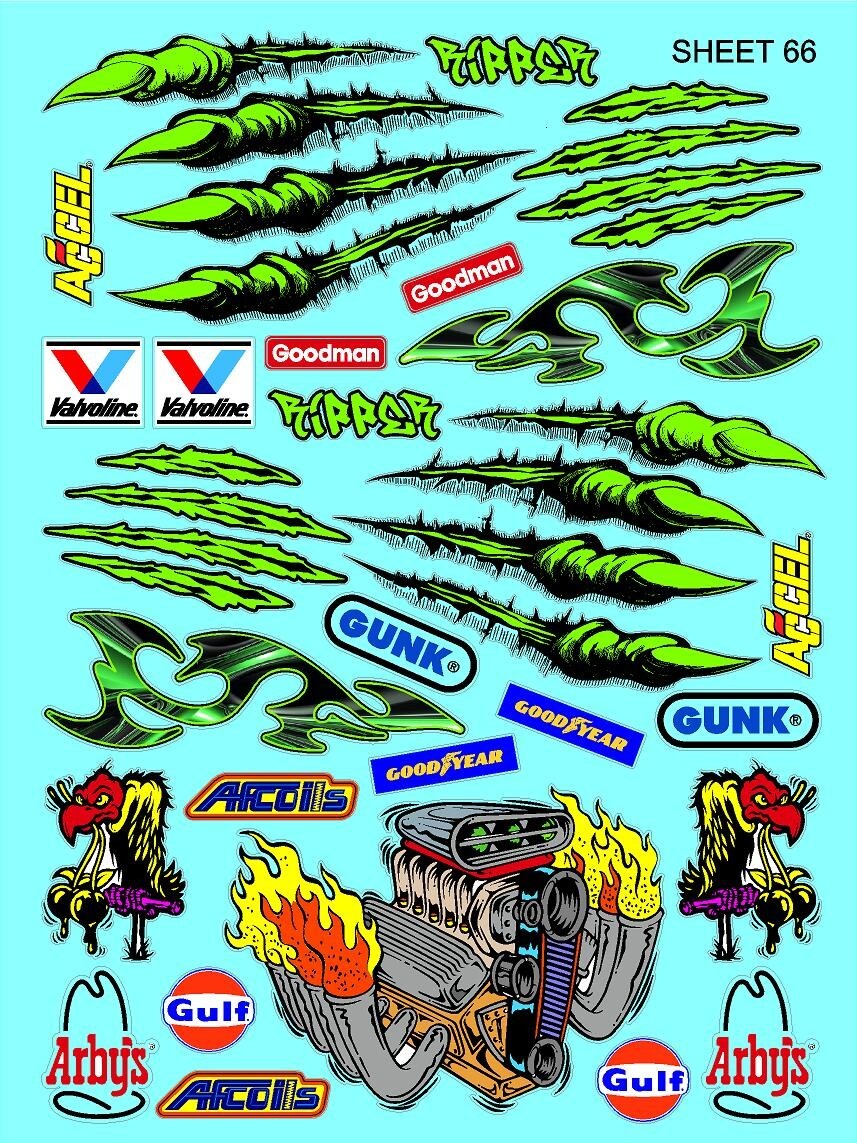 WHITE Vinyl Sticker Sheet 66 CLAWS-R/C MODEL Decal fits 1/10-1/16 Scale BUZZARD