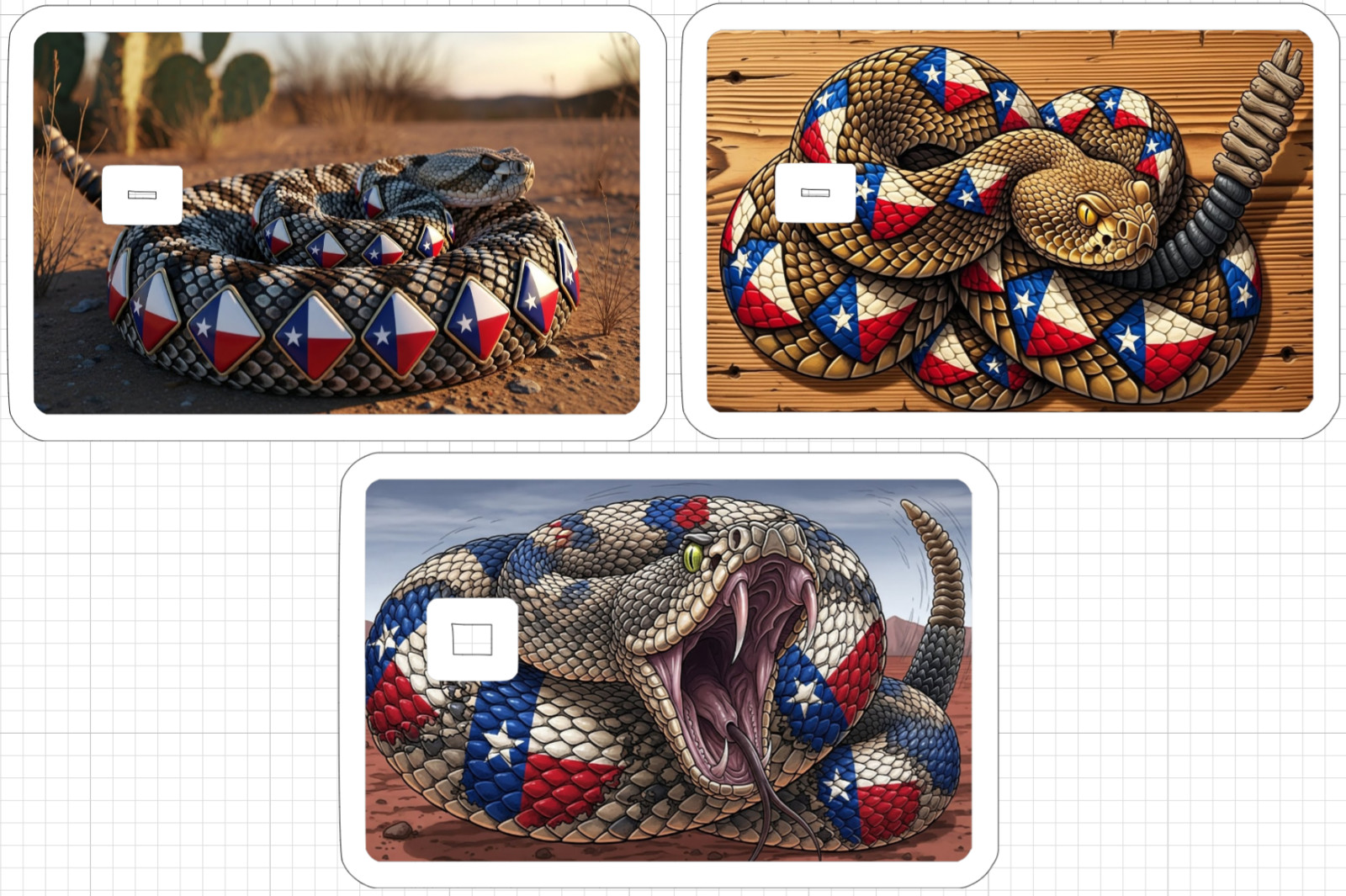 Texas Rattlesnake Credit Debit ATM Gift Card Skin Sticker Flag Snake Reptile USA