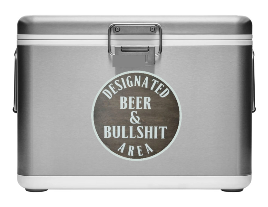 Beer (Designated Bullsh*t Area) 4" Car Vinyl Decal Cup Window Cooler Trailer Bar