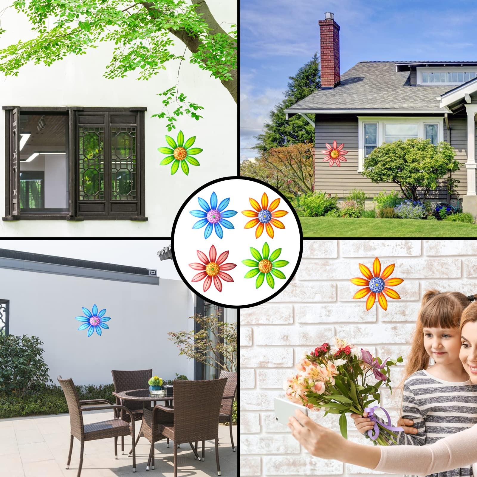 Gooyule Metal Flower Wall Art – Colorful Floral Decor for Indoor Outdoor Hang…