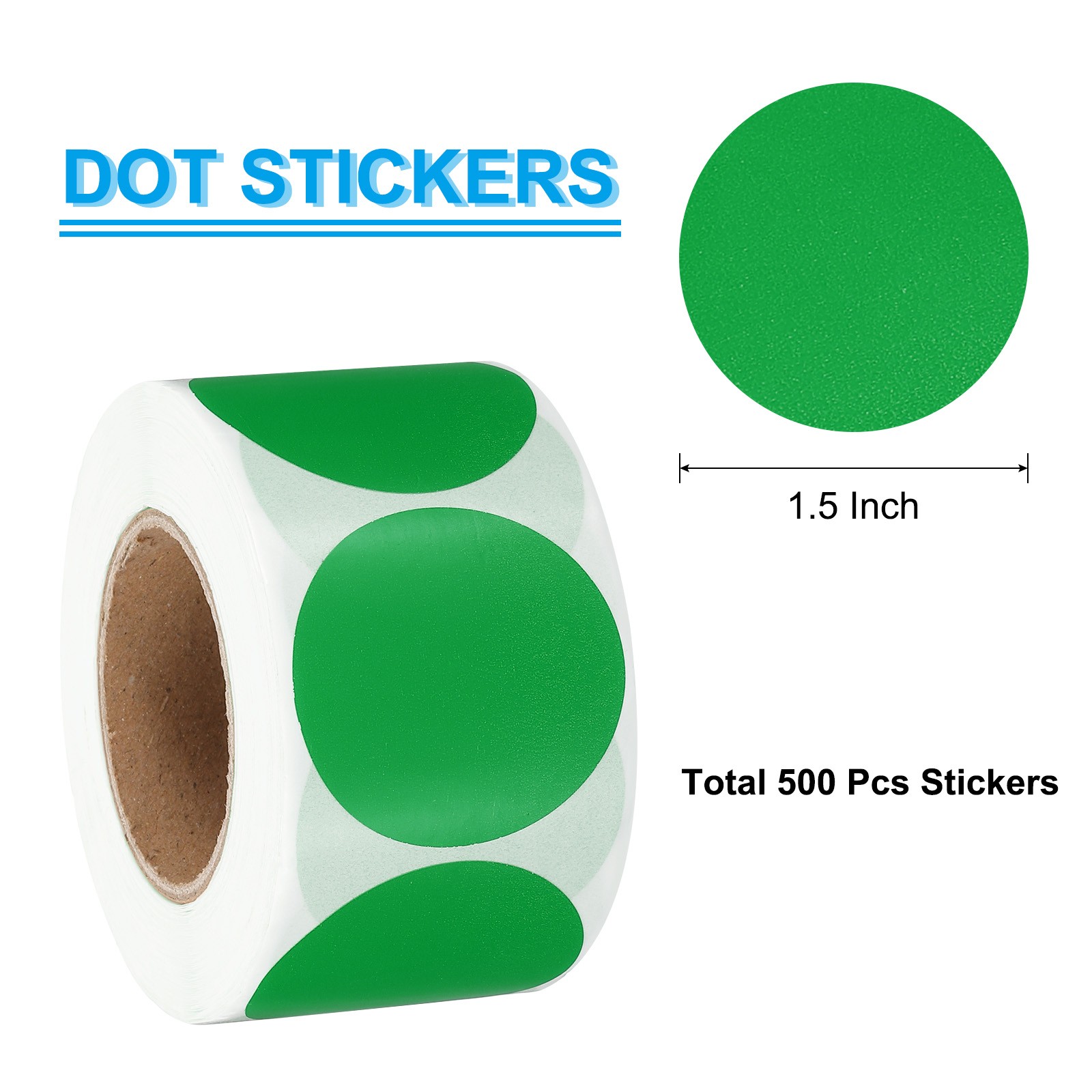 1.5 Inch Round Thermal Label Stickers for Business, Green (500Pcs)