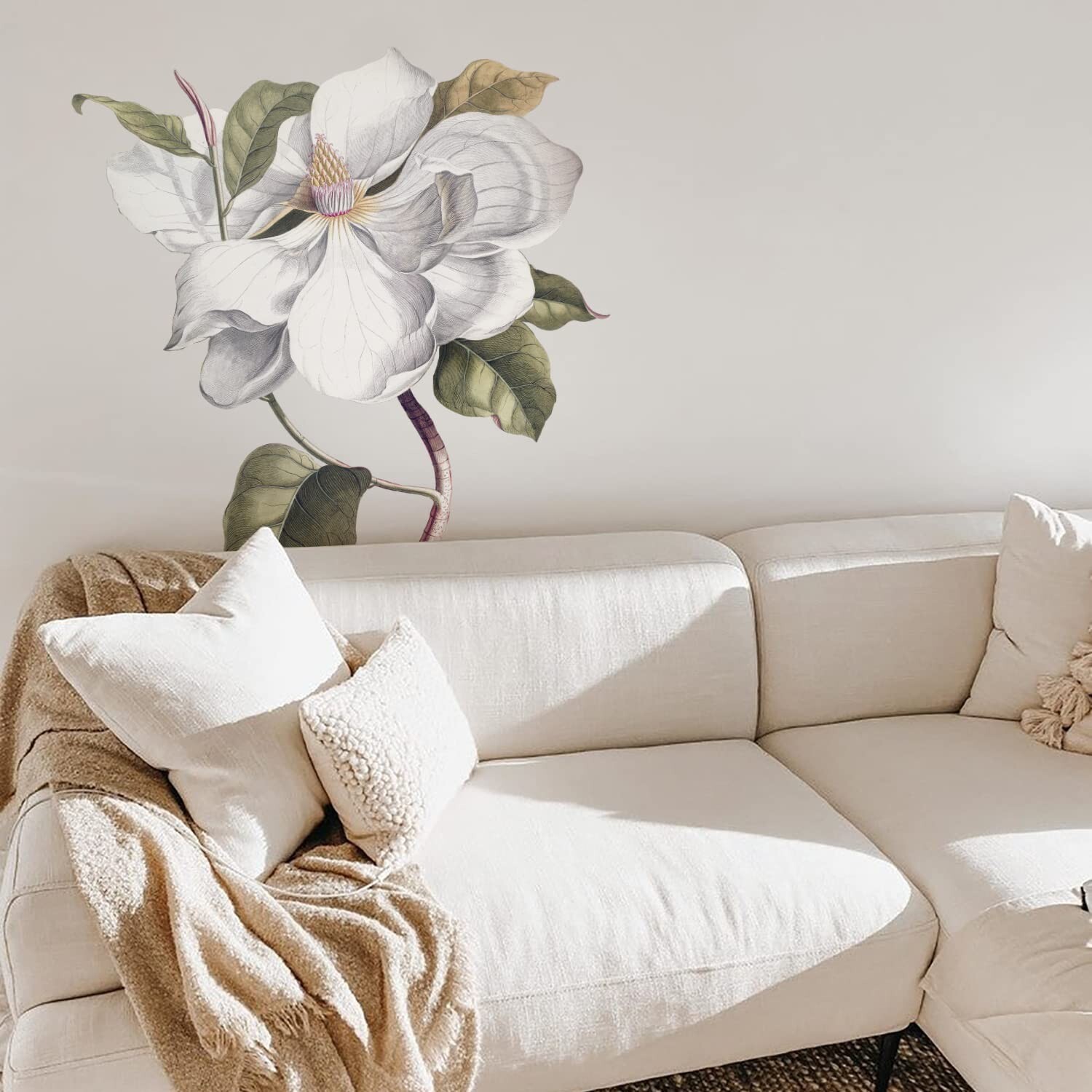 Fabric Peel and Stick Floral Sticker Decal, Self-Adhesive Peony Flowers Wallp…