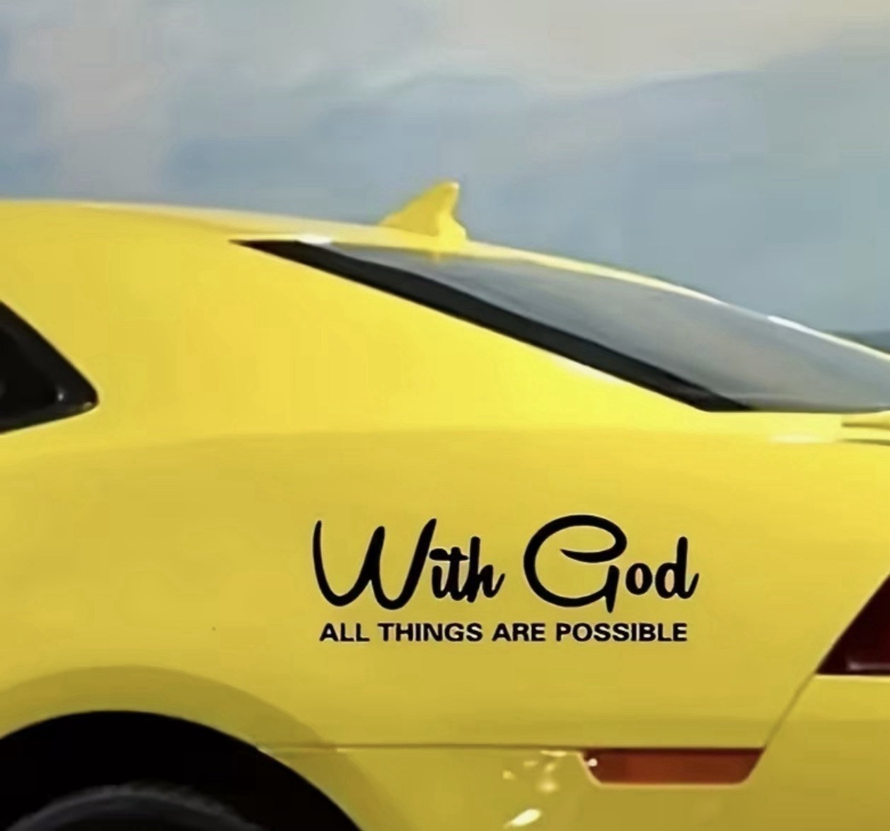 WITH GOD ALL THINGS ARE POSSIBLE 7” Inch BLACK Vinyl Sticker Decal Christian 1PC