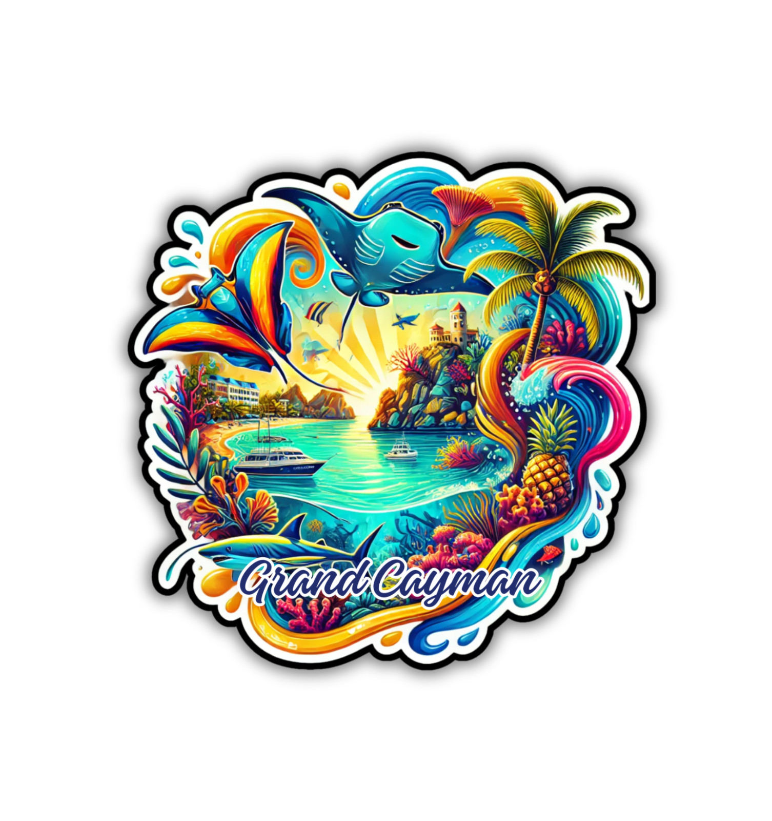Grand Cayman Islands Fridge Magnet or Laptop Sticker