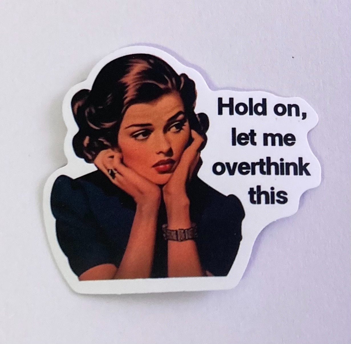 Retro Sarcastic Let Me Overthink This Sticker 2" x 1 7/8" Matte Funny Journals
