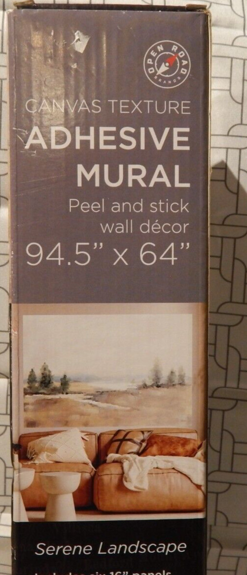 Open Road Canvas Texture Adhesive Mural /94.5" x 64"/Serene Landscape