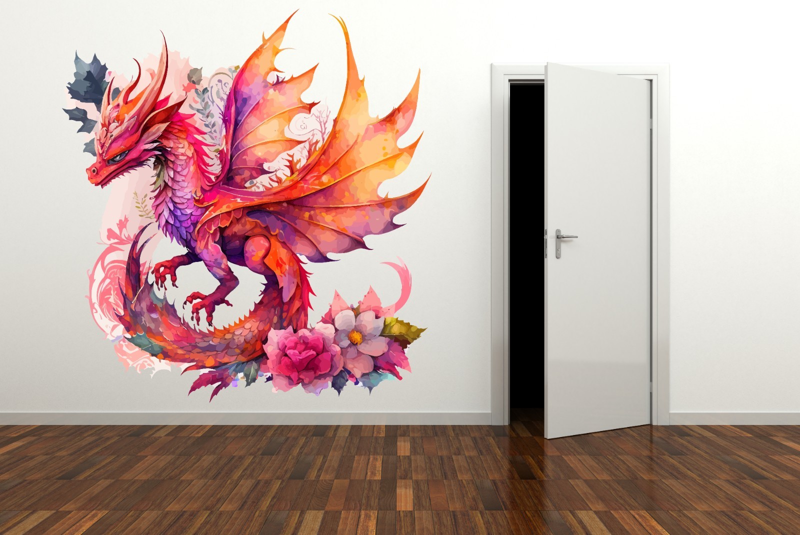 Colorful Dragon Wall Decal Vinyl Sticker – Fantasy Mural for Any Room M-54