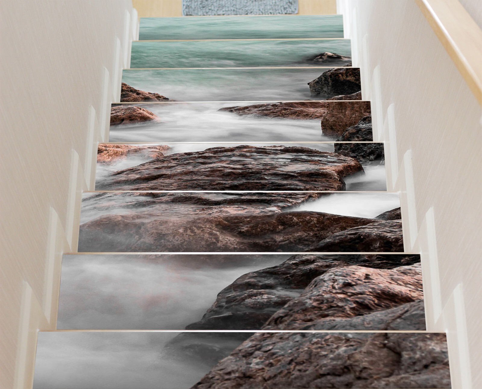 3D Big Rocks W095 Stairs Risers Decoration Photo Mural Vinyl Wallpaper Vera