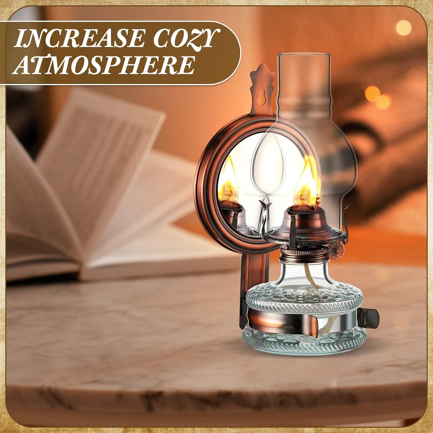 2 Pcs Large Kerosene Lamp Lantern Chamber Oil Wall Mounted Vintage Glass Clear K