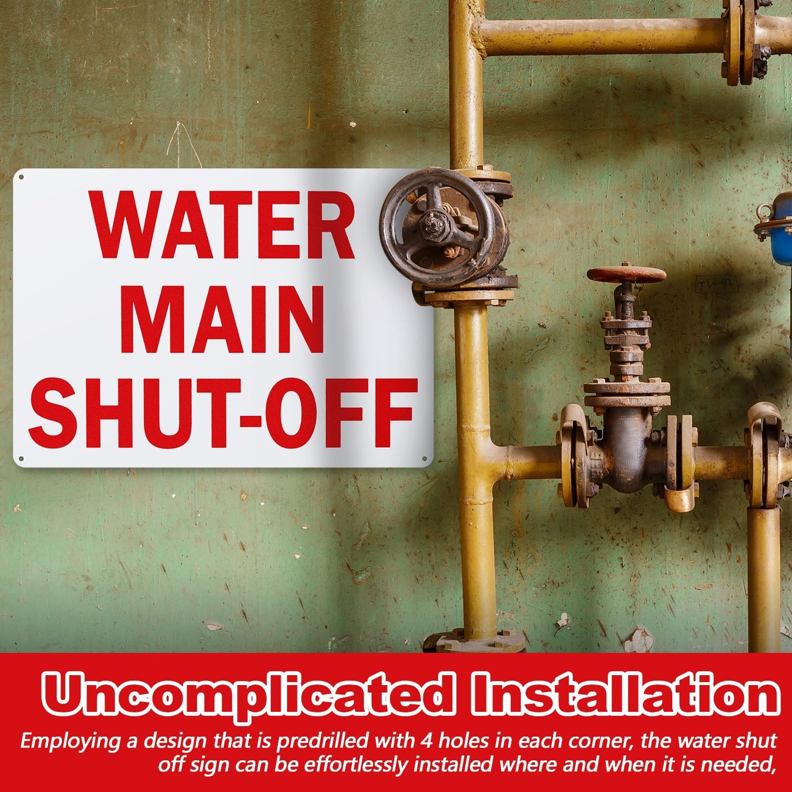 4 Pcs Water Shut Off Sign 10"x14" – Indoor Outdoor Safety Caution Notice