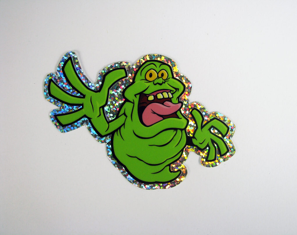 Slimer Glitter Sticker Ghostbusters Shiny Metallic Skateboard Decal 3"