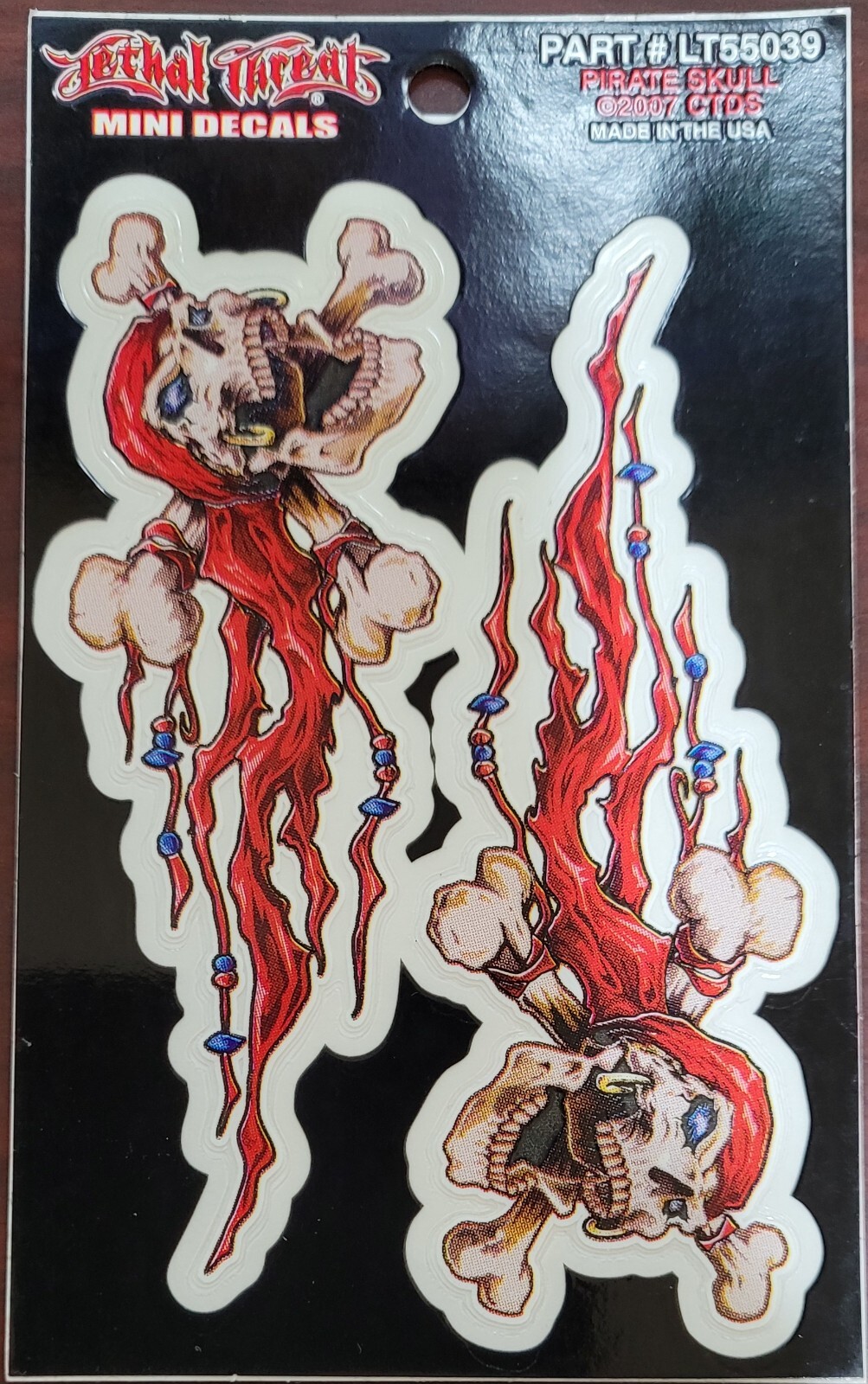 NEW LETHAL THREAT PIRATE SKULL LEFT/RIGHT MINI DECAL STICKER 2.75"x4" LT55039