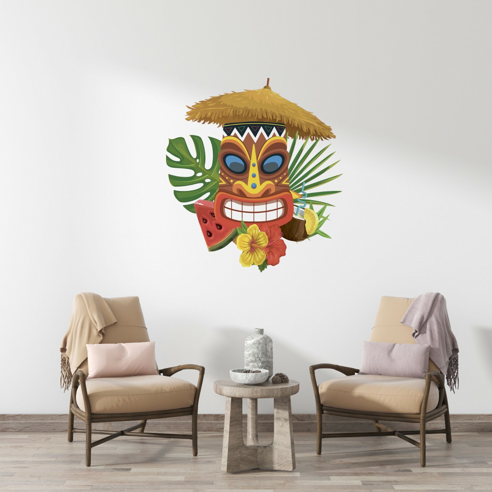 Vinyl Adhesive Multi-colored Totem Pole Polynesian Carvings Wall Art Decal 20×21