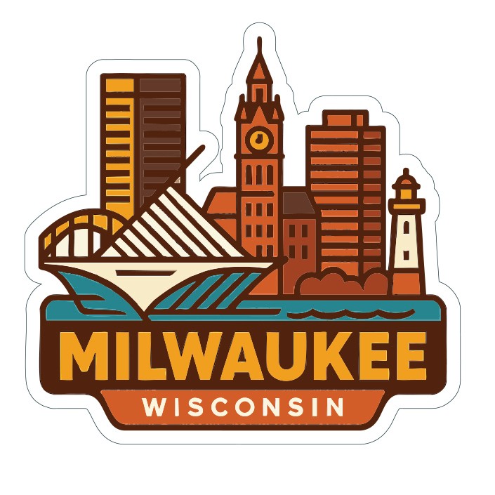 Milwaukee Wisconsin Sticker Decal Vinyl Die-Cut City Skyline Landmark Design