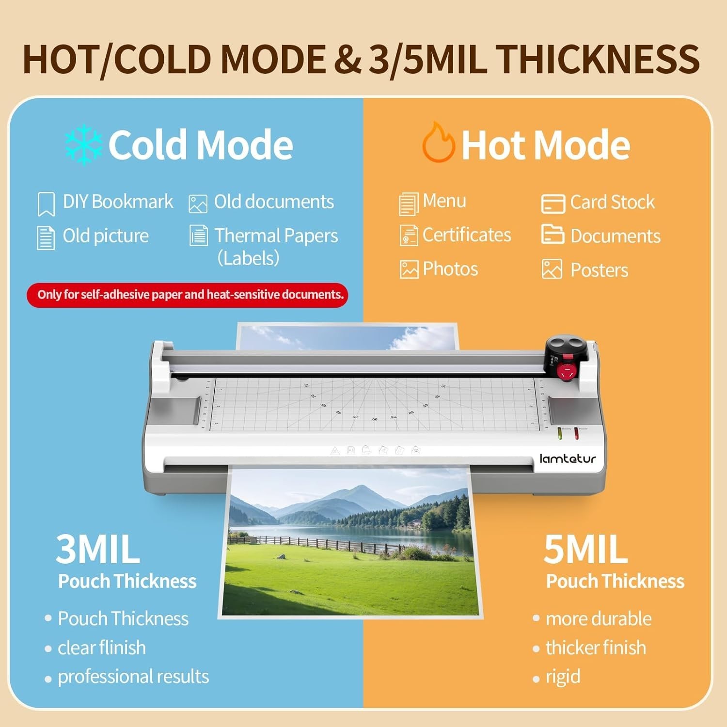 7-in-1 Thermal Laminator Machine 11X17 with 20 Letter Size Laminating Sheets,…