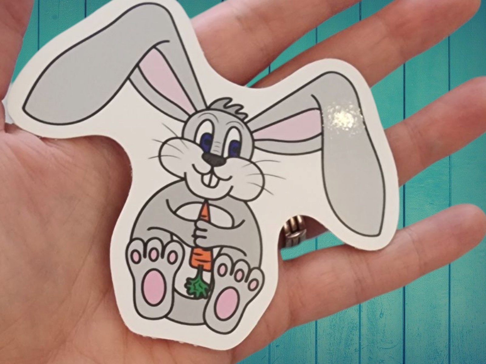 Cartoon Bunny, Glossy, Waterproof Sticker