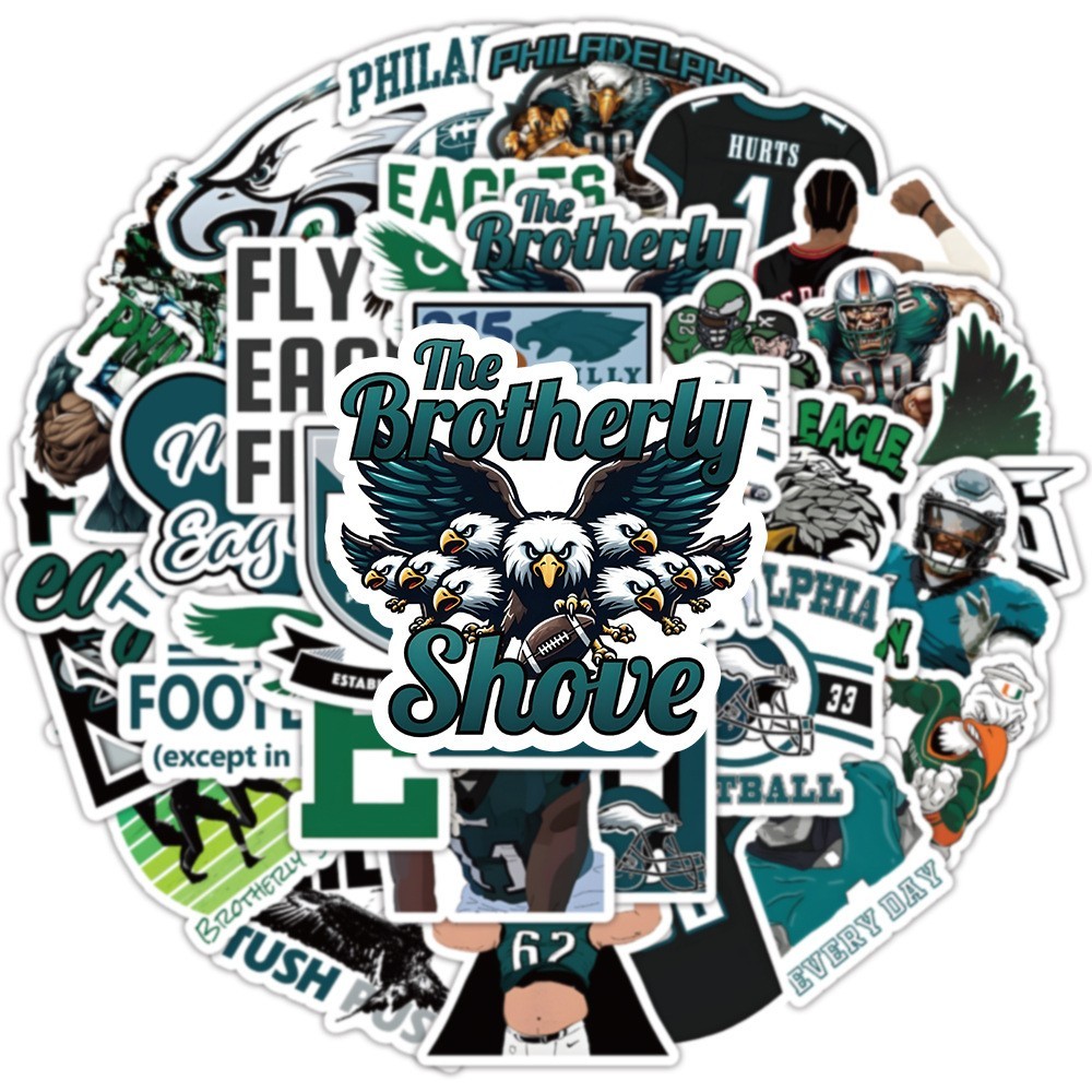 50 pcs Waterproof Vinyl Stickers Philadelphia Eagles Football Phone Luggage Car