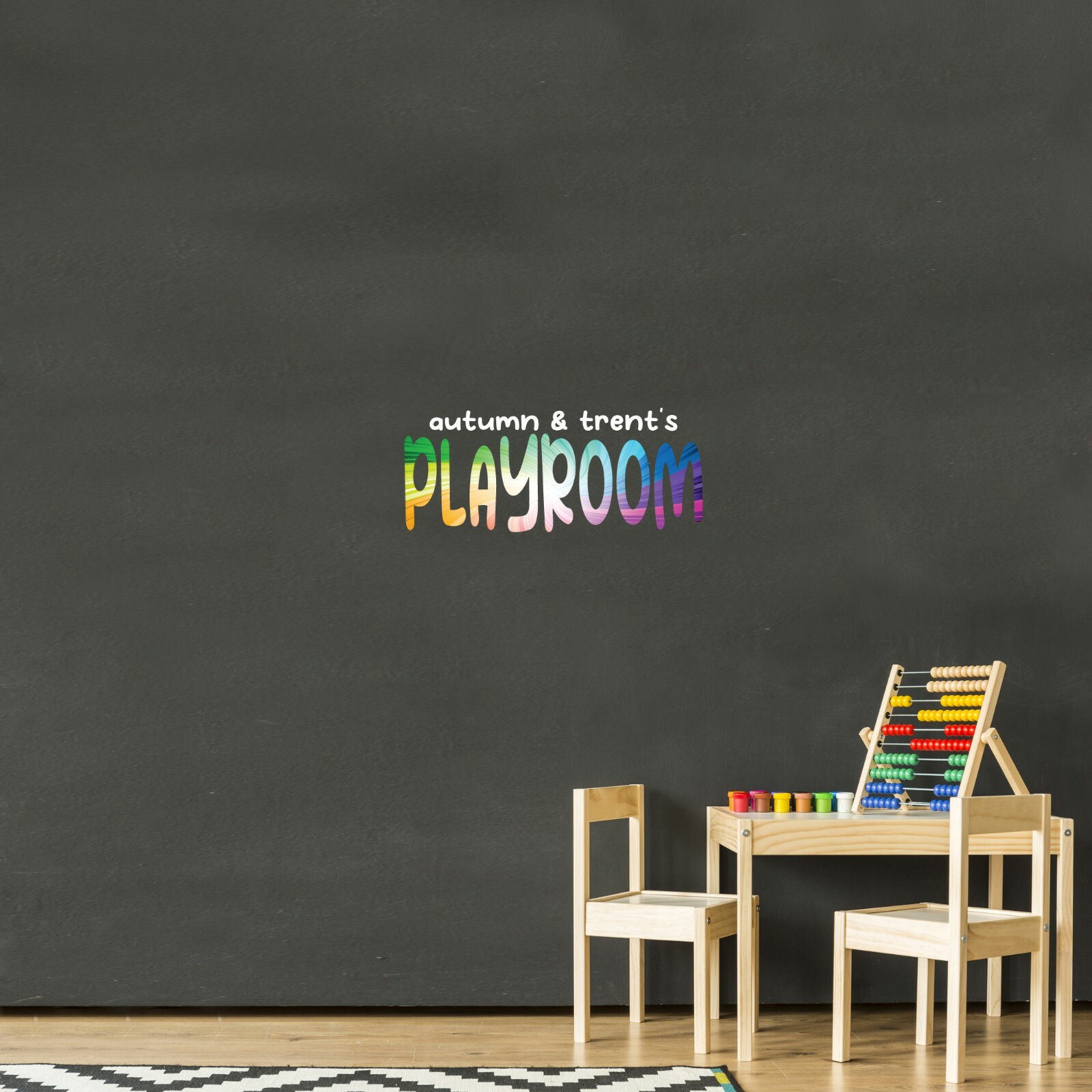 Custom Name Colorful Playroom Printed Wall Decal