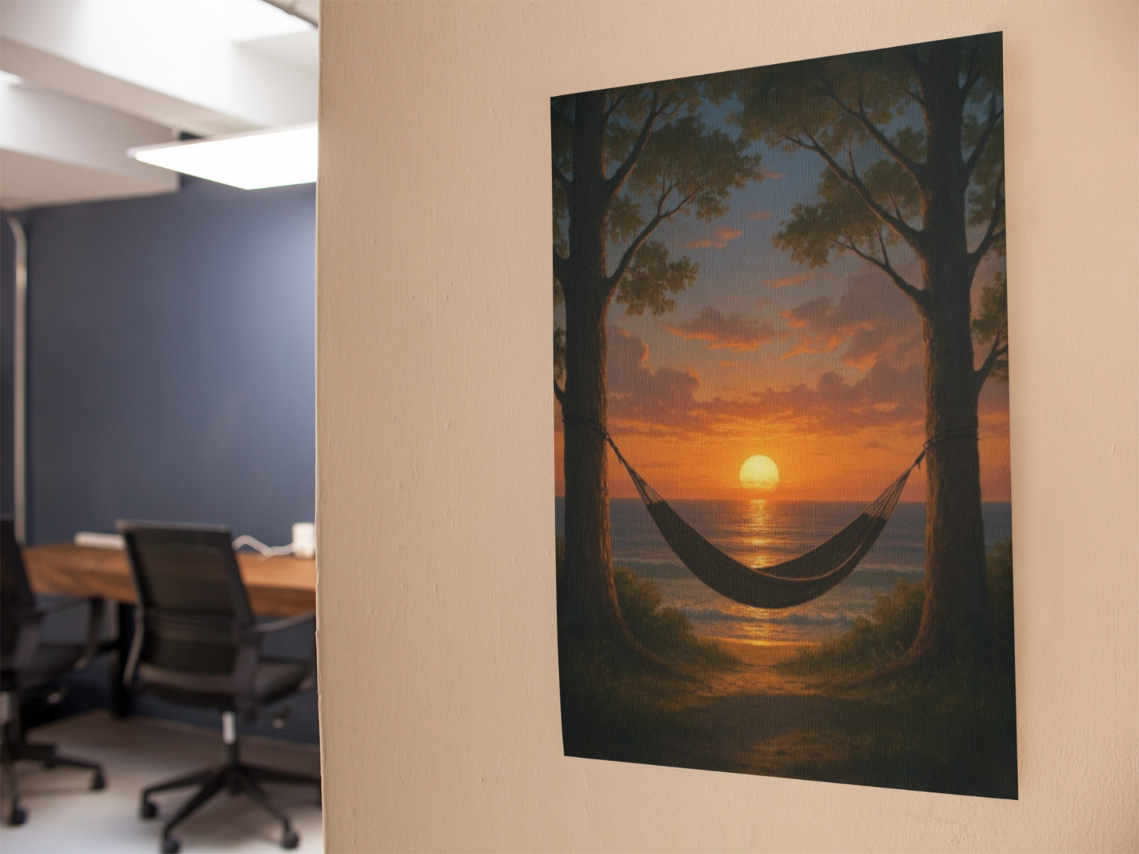 OCEAN Hammock Sunset View Wall Graphic Vinyl Decal Poster (Removable Adhesive)