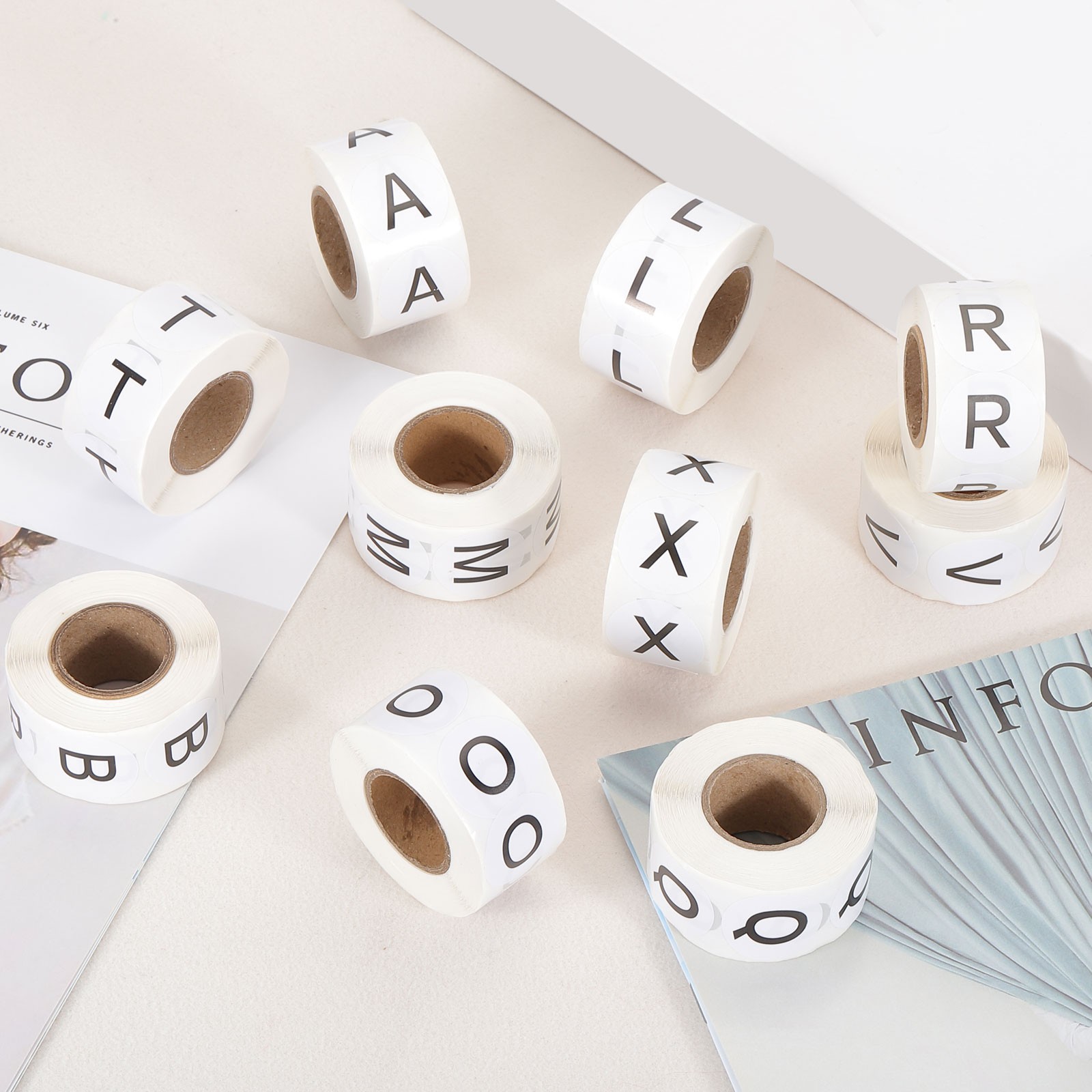 Letter F Inventory Labels, 1 Inch Capital Letter Stickers (1Roll/Total 500Pcs)
