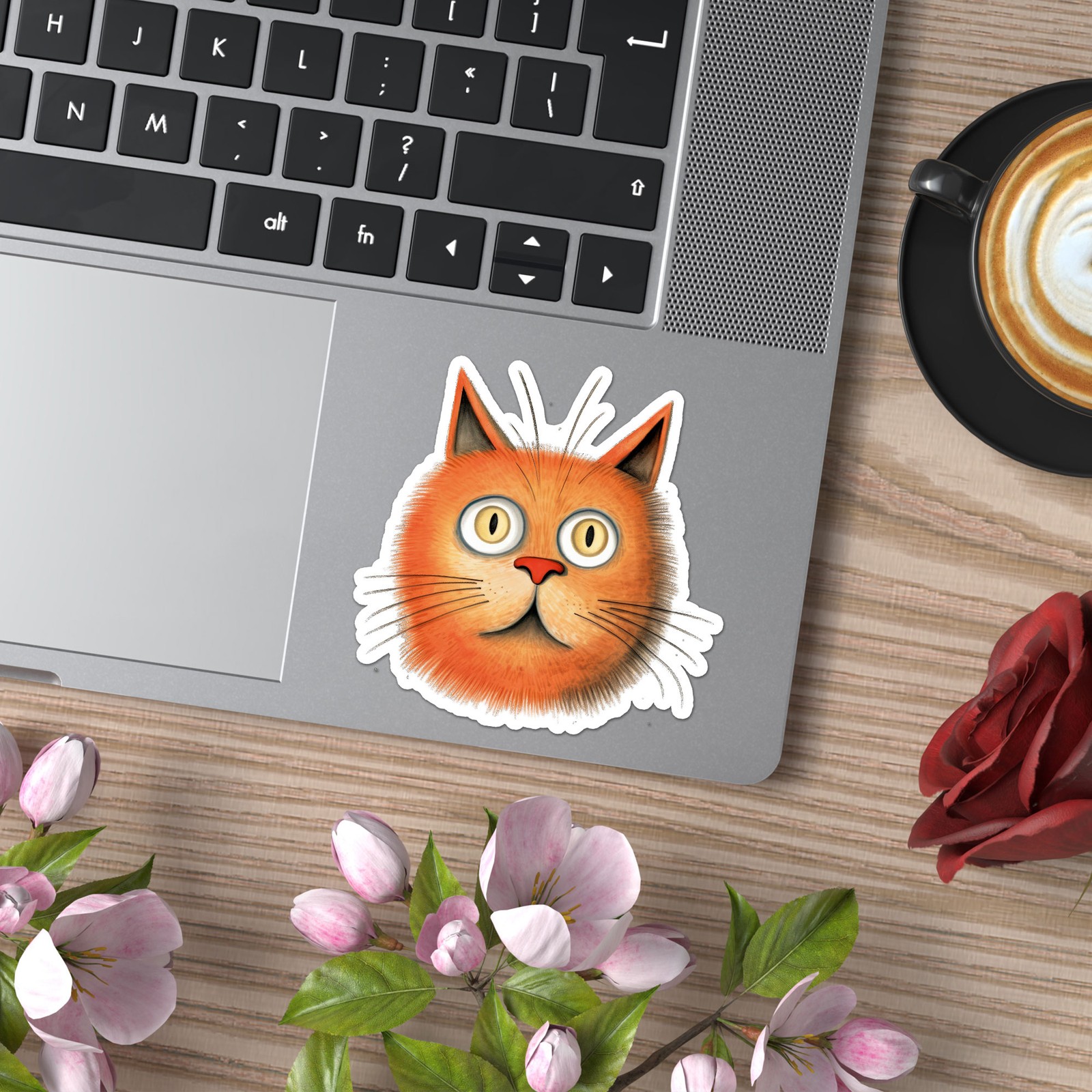 Funny Orange Cat – Vinyl Decal Sticker – Car Window Laptop – ebn11183