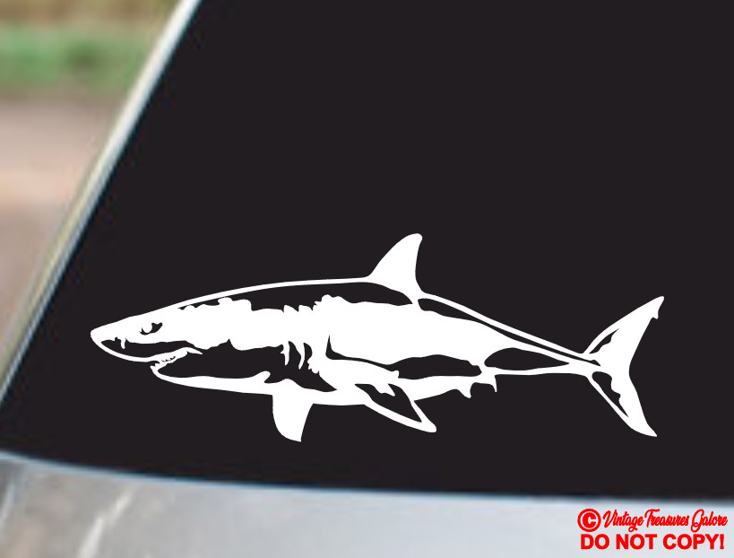 GREAT WHITE SHARK Vinyl Decal Sticker Boat Car Truck Rear Window Wall Bumper Jdm