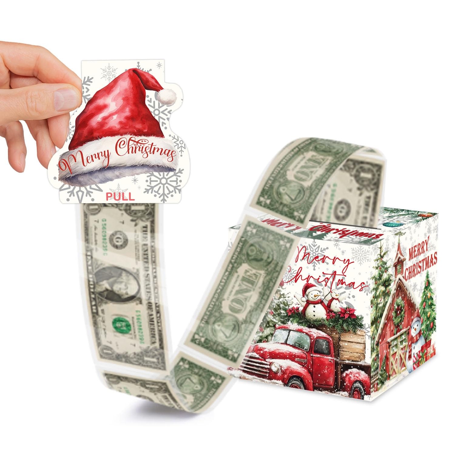 SHLINCO Christmas Party Gifts – Money Pull Box 1 Count (Pack of 1), White Red