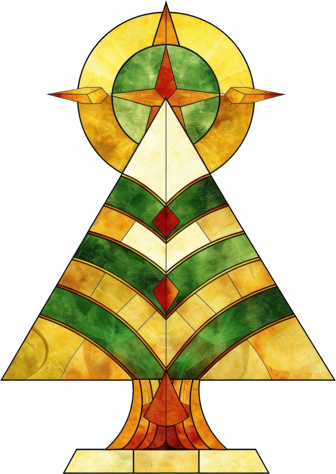 Christmas Tree Stained Glass Wall Decal Sticker 18X18cm Large