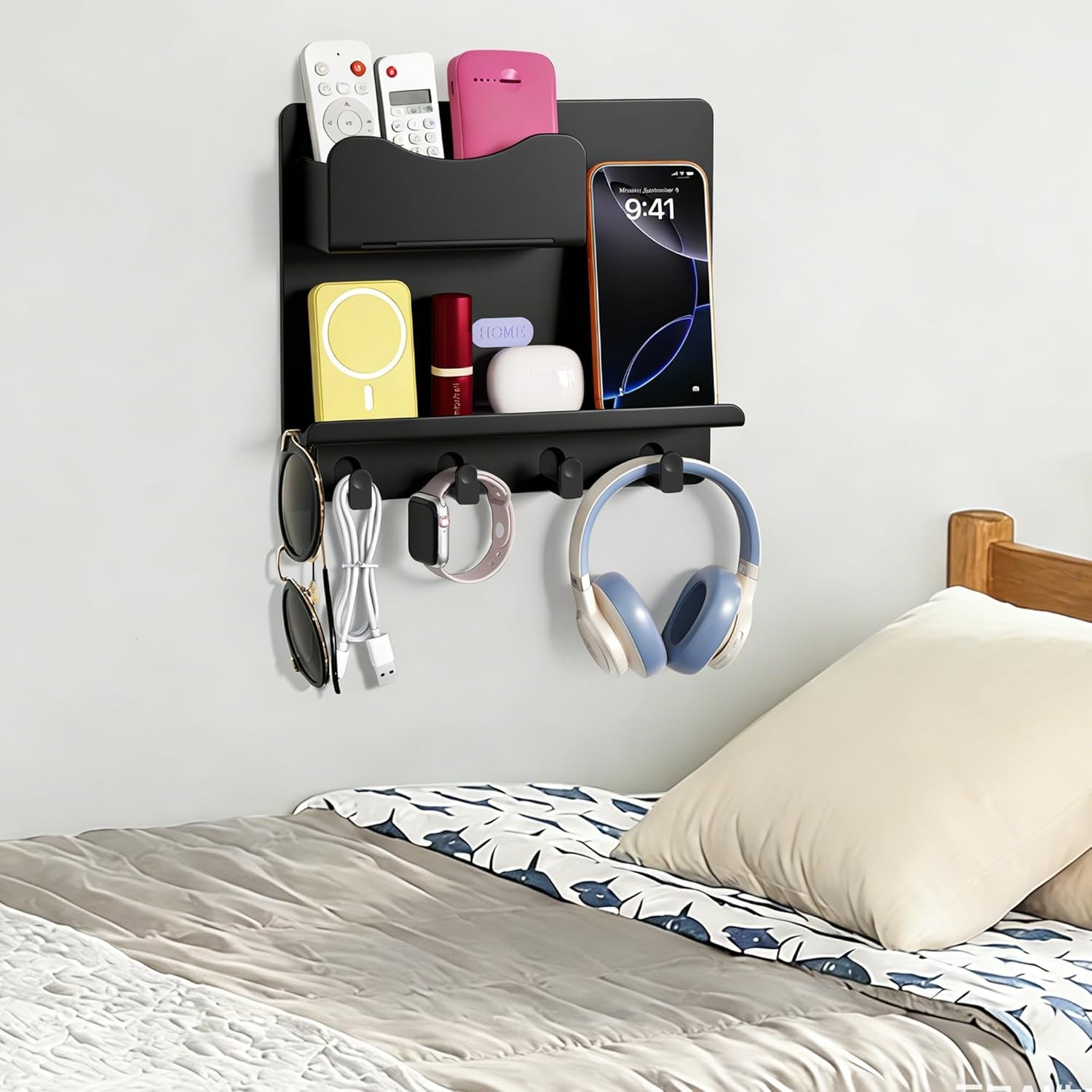 Floating Shelves Bedside Shelf Accessories Organizer Wall Mount Self Stick On