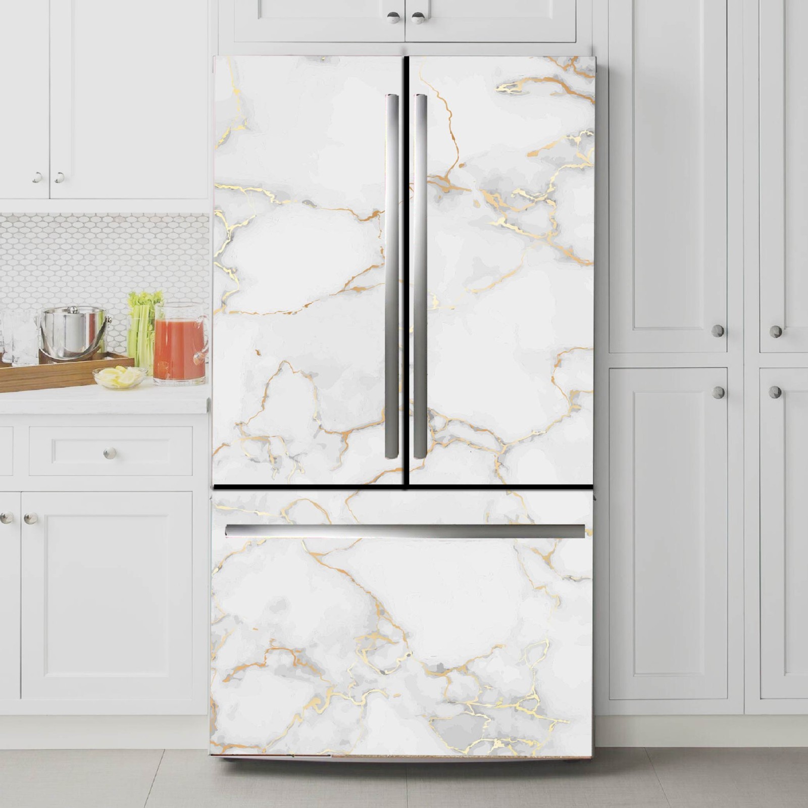 Marble Refrigerator Wrap, Upgrade Your Kitchen in Minutes