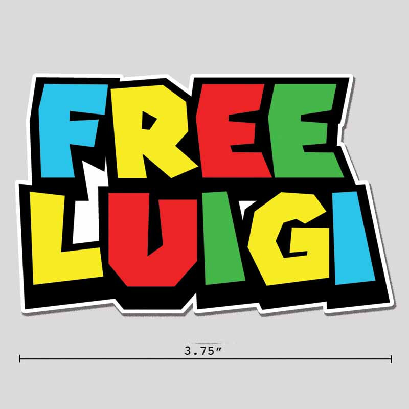Free Luigi Sticker Colorful Parody 3.75" Vinyl Decal