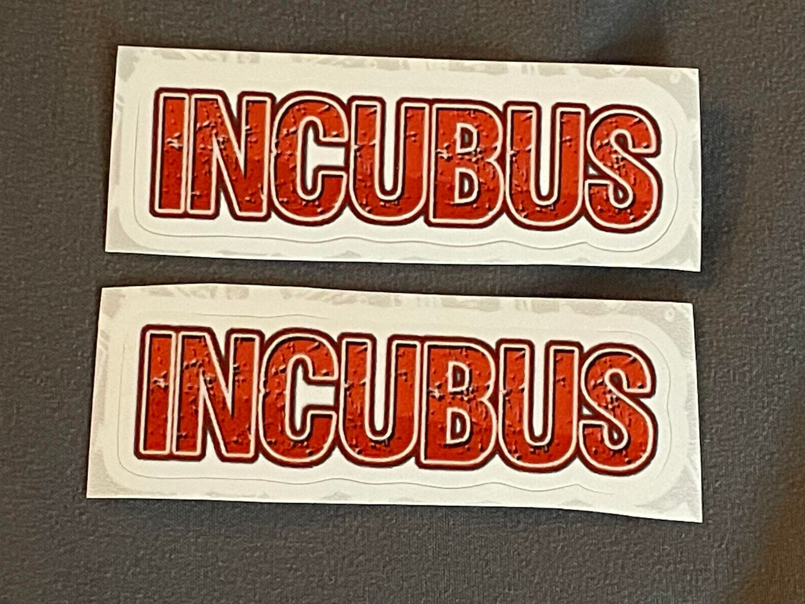 Lot (2) INCUBUS 3/4" x 2 7/8" Band Logo STICKERS Red FAST! FREE SHIP!