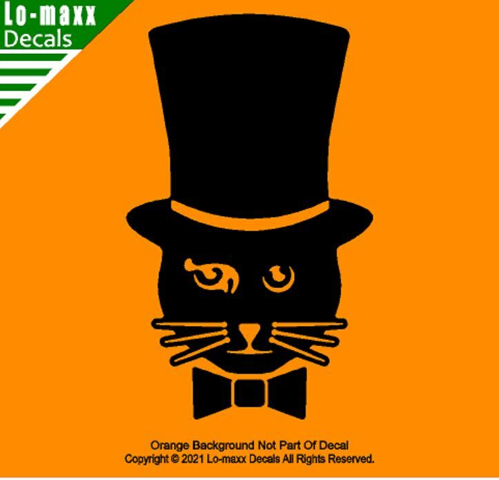 Top Hat Cat Kitty Car Truck Window Whimsical High Quality Die Cut Vinyl Decal