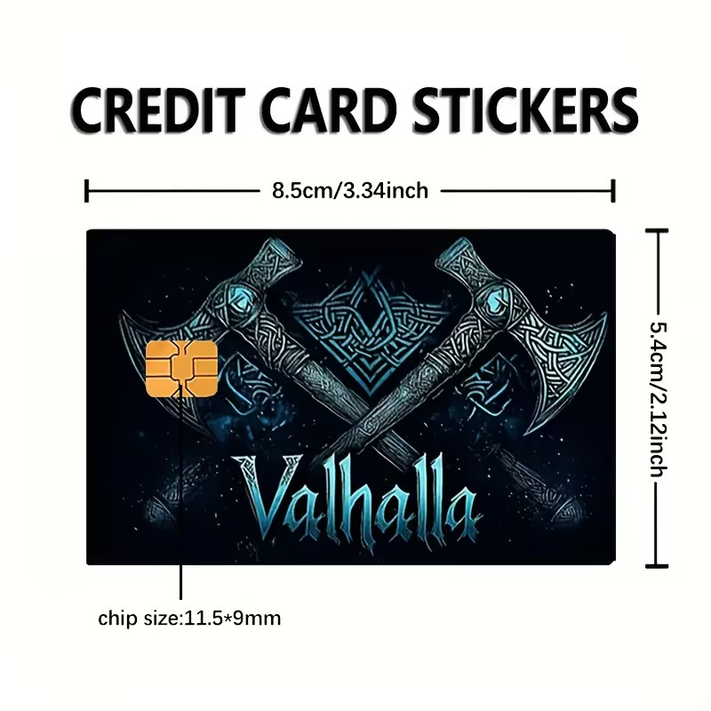 Valhalla Two Axes Credit Card Skin Sticker | Norse Viking Mystic Card Cover