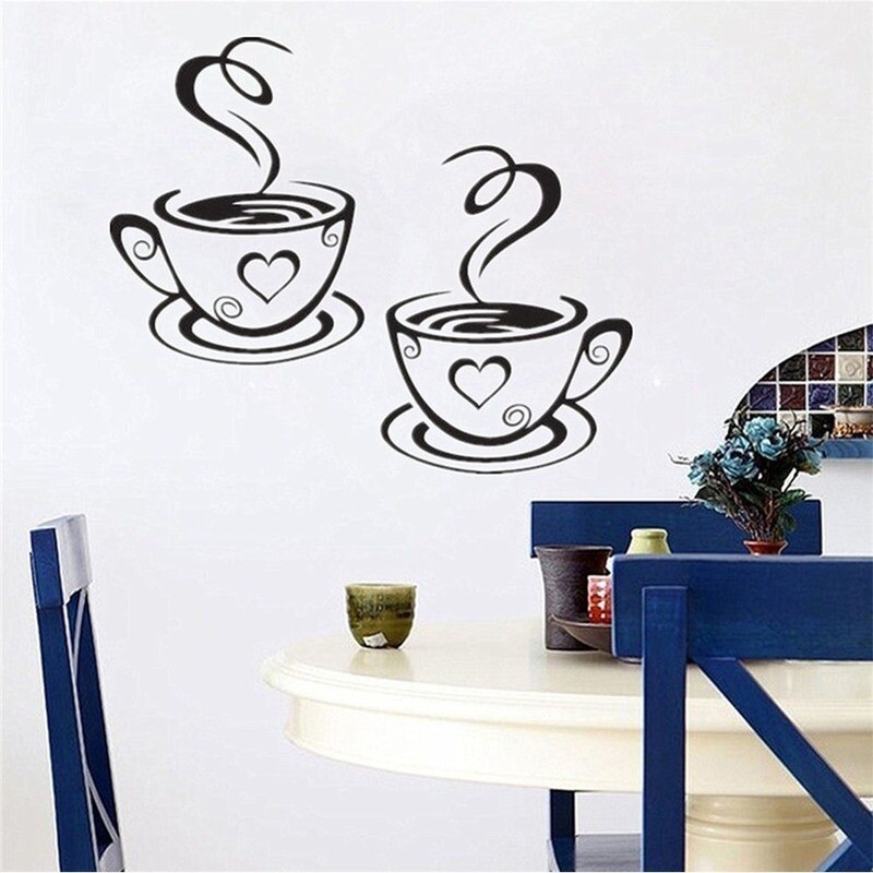 Coffee Mugs Wall Stickers Kitchen Decor Tea Decal Vinyl Wall Art