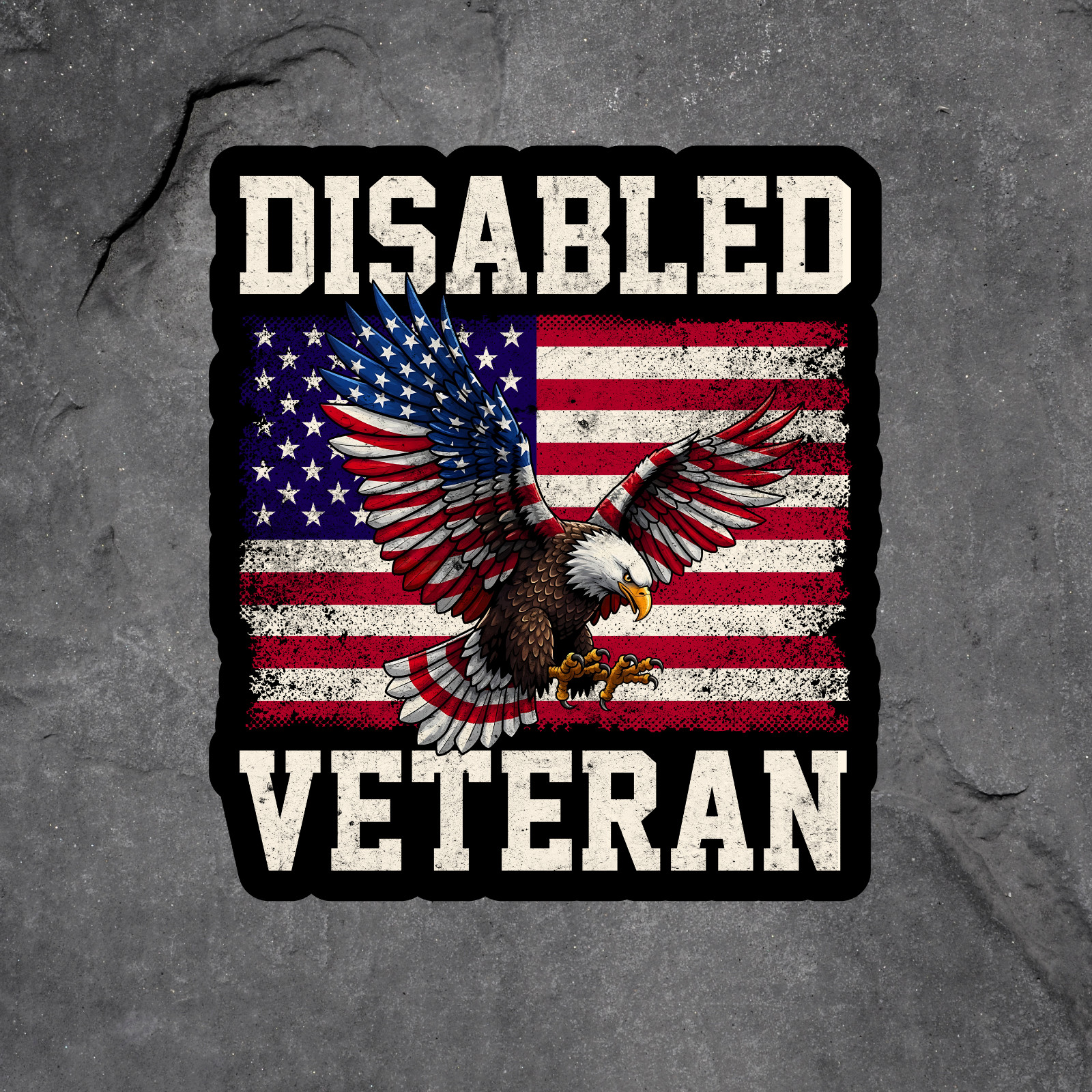 Disabled Veteran Sticker Vinyl Decal American Flag Bald Eagle USA Decor