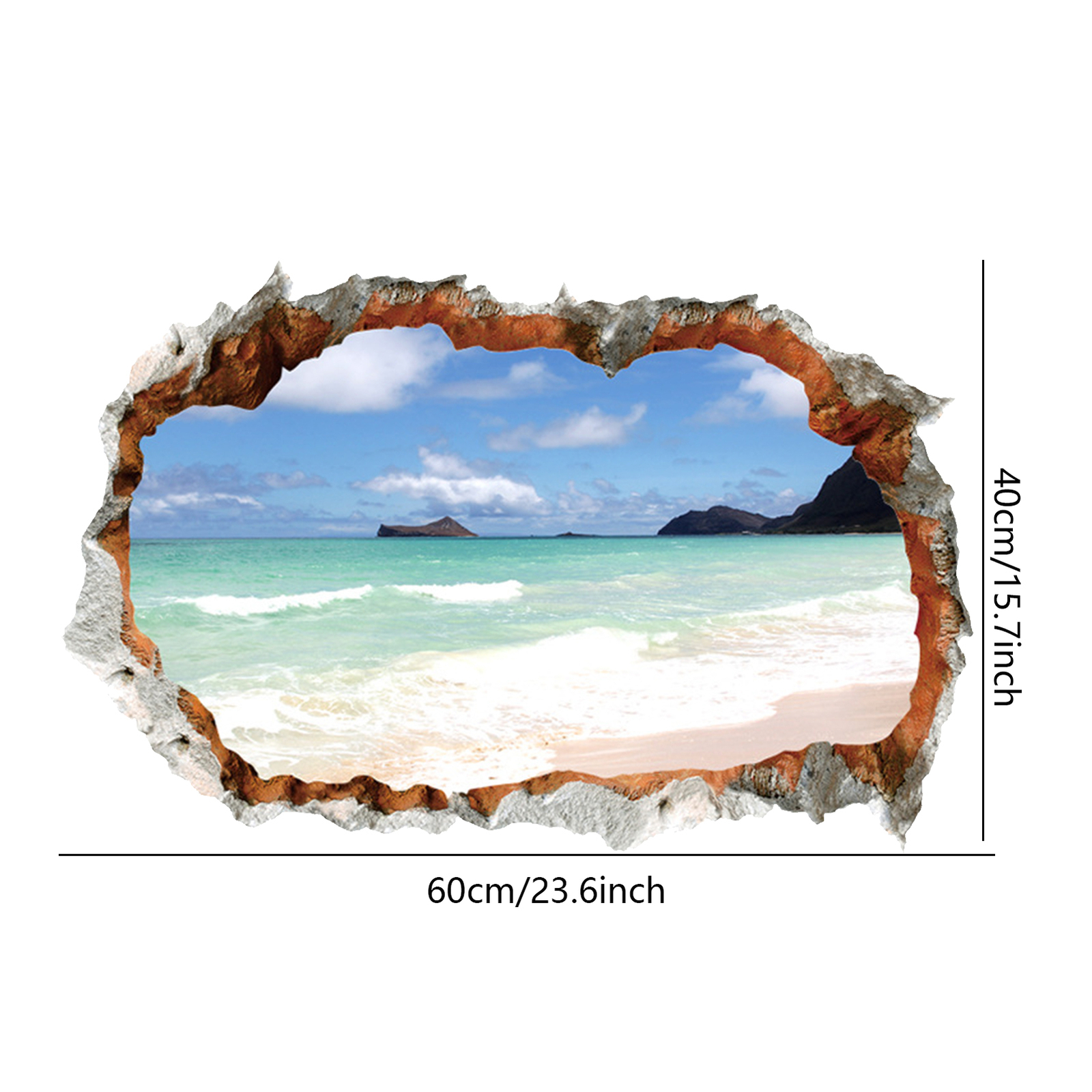 Window View Wall Sticker Poster Decal Adhesive Broken Hole Wall Mural Decorative